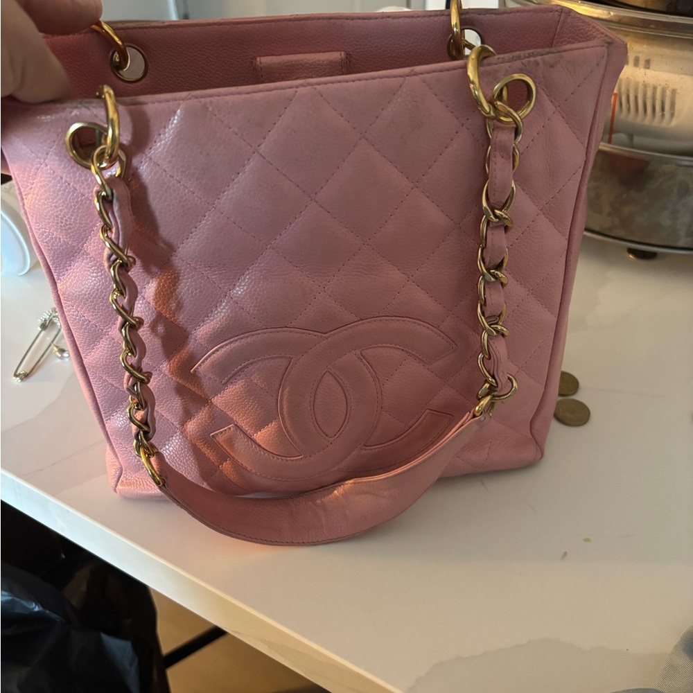 Chanel Pink Quilted Shoulder Bag with Gold Chain